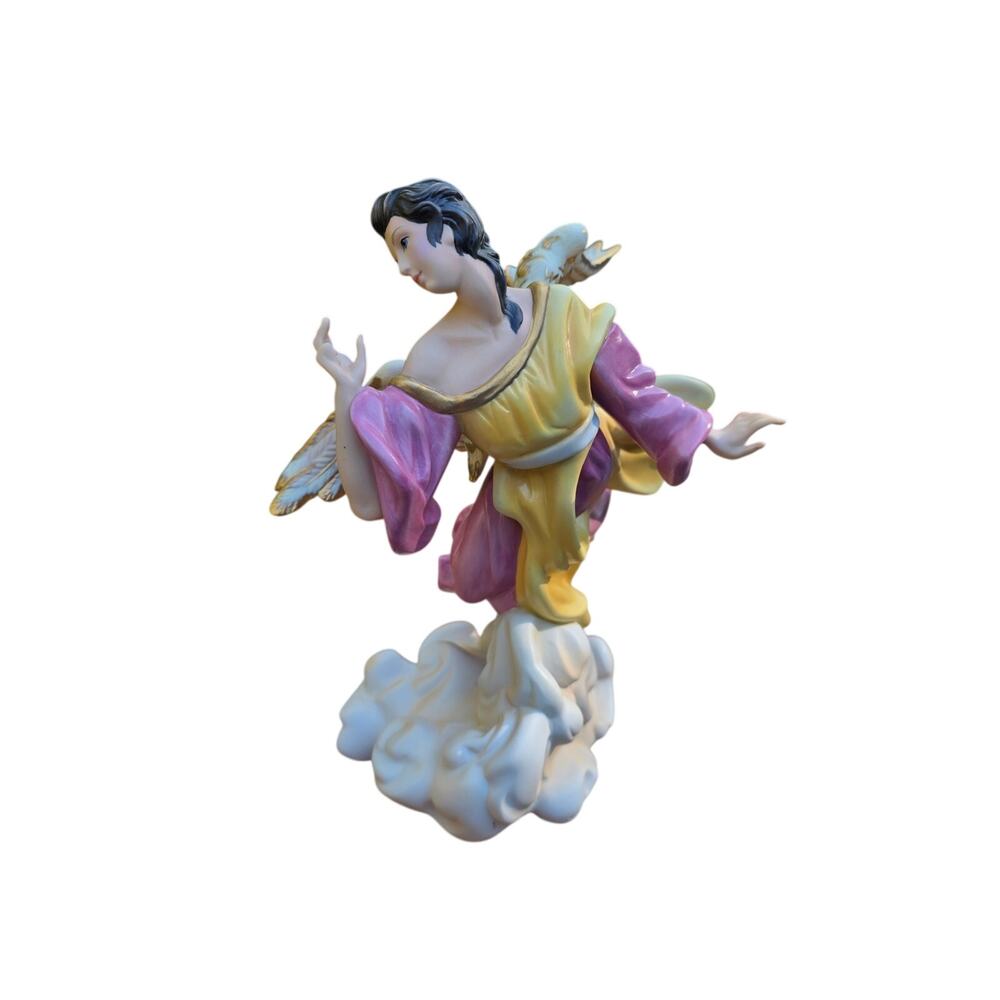 Franklin Mint The Vatican Nativity Collection Yellow & Pink Angel 8"